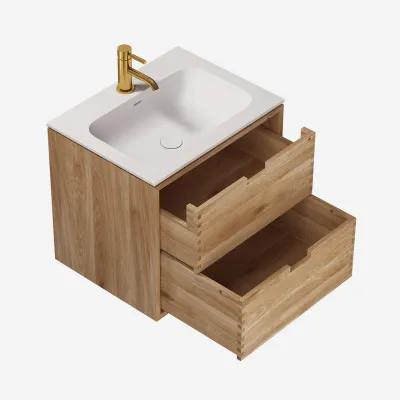 CPH Tapwork Soft 60 - Snekkermøbler i naturlig eik inkl. Matt hvit SolidTec-vask
