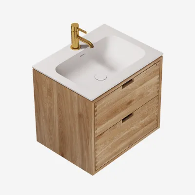 CPH Tapwork Soft 60 - Snekkermøbler i naturlig eik inkl. Matt hvit SolidTec-vask