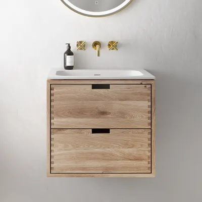 CPH Tapwork Soft 60 - Snekkermøbler i naturlig eik inkl. Matt hvit SolidTec-vask