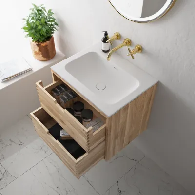 CPH Tapwork Soft 60 - Snekkermøbler i naturlig eik inkl. Matt hvit SolidTec-vask