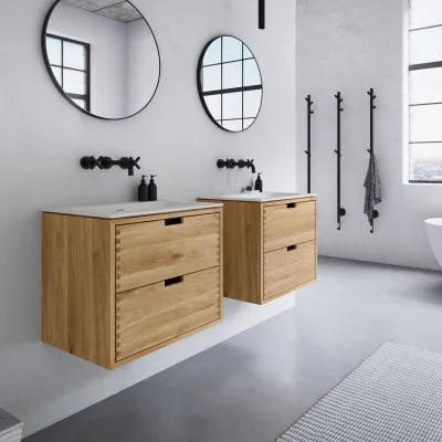 CPH Tapwork Soft 60 - Snekkermøbler i naturlig eik inkl. Matt hvit SolidTec-vask