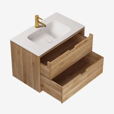 CPH Tapwork Soft 80 - Snekkermøbler i naturlig eik inkl. Matt hvit SolidTec-vask