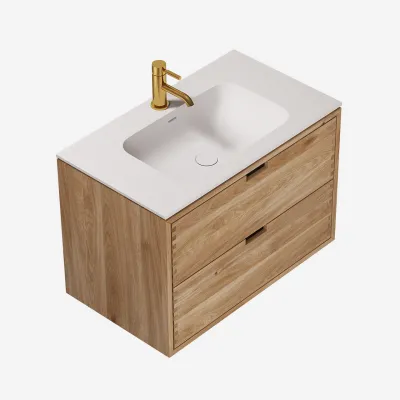 CPH Tapwork Soft 80 - Snekkermøbler i naturlig eik inkl. Matt hvit SolidTec-vask