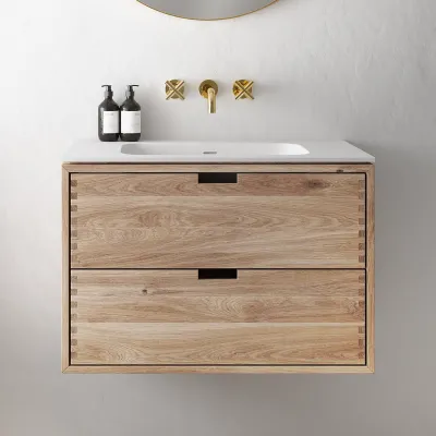 CPH Tapwork Soft 80 - Snekkermøbler i naturlig eik inkl. Matt hvit SolidTec-vask