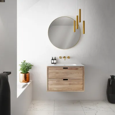CPH Tapwork Soft 80 - Snekkermøbler i naturlig eik inkl. Matt hvit SolidTec-vask