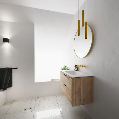 CPH Tapwork Soft 80 - Snekkermøbler i naturlig eik inkl. Matt hvit SolidTec-vask