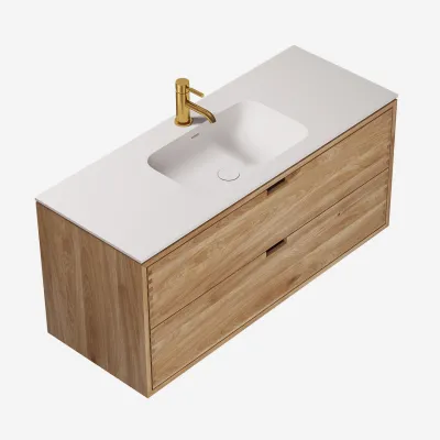 CPH Tapwork Soft 120 - Snekkermøbler i naturlig eik inkl. Matt hvit SolidTec-vask