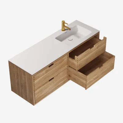 CPH Tapwork Soho 140R -  Snekkermøbler i naturlig eik inkl. Matt hvit SolidTec-vask
