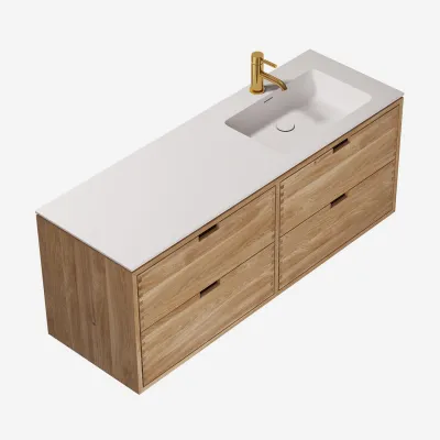 CPH Tapwork Soho 140R -  Snekkermøbler i naturlig eik inkl. Matt hvit SolidTec-vask