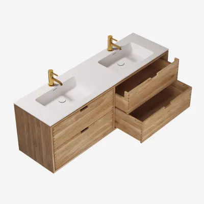 CPH Tapwork Soho 160D -  Snekkermøbler i naturlig eik inkl. Matt hvit SolidTec-vask
