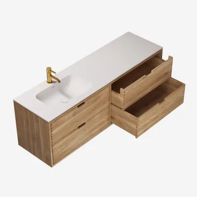 CPH Tapwork Soft 160L - Snekkermøbler i Natural Oak inkl. Mathvid SolidTec vask