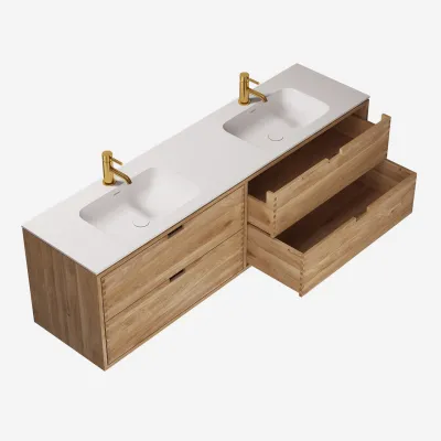 CPH Tapwork Soft 180D - Snekkermøbler i Natural Oak inkl. Mathvid SolidTec vask