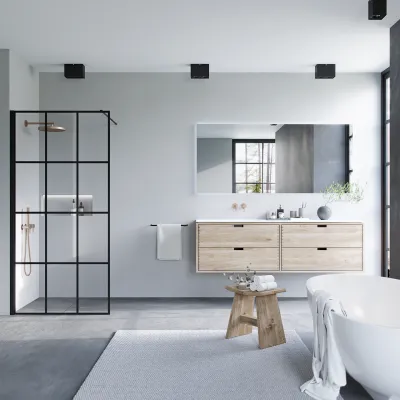 CPH Tapwork Soft 180L - Snekkermøbler i naturlig eik inkl. Matt hvit SolidTec-vask