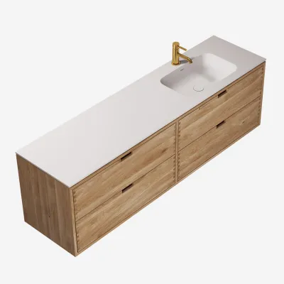CPH Tapwork Soft 180R - Snekkermøbler i naturlig eik inkl. Matt hvit SolidTec-vask
