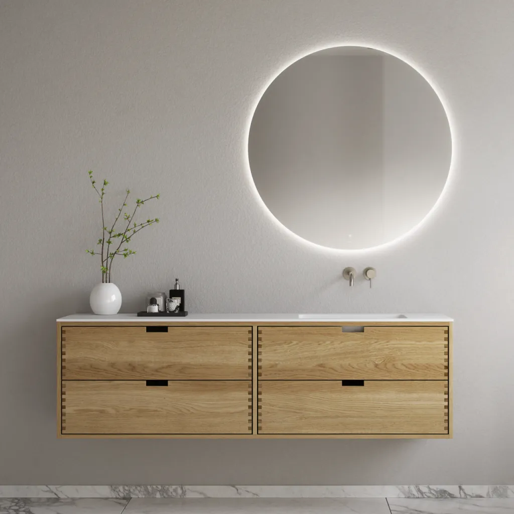 CPH Tapwork Soft 180R - Fingertappede skap i naturlig eik, inkludert Mathvid SolidTec®-vask
