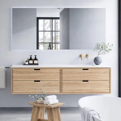 CPH Tapwork Soft 180R - Fingertappede skap i naturlig eik, inkludert Mathvid SolidTec®-vask