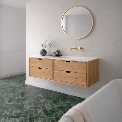 CPH Tapwork Soft 180R - Fingertappede skap i naturlig eik, inkludert Mathvid SolidTec®-vask