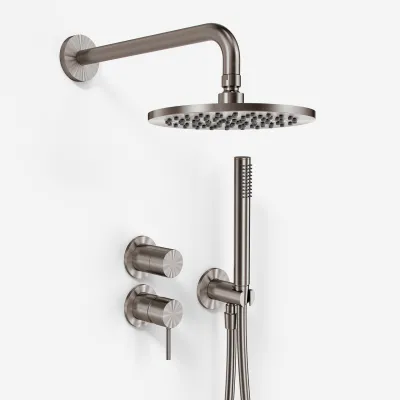 Semplice SBR901 S05 - Dusjbatteri Ø20 cm, Vegg, PVD Børstet stål