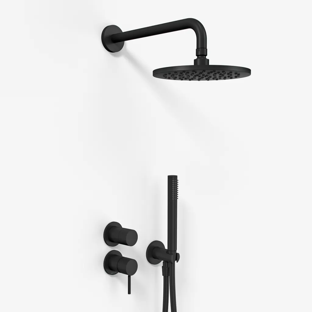 Semplice SBR901 S05 - Dusjbatteri Ø20 cm, Vegg, Matt sort