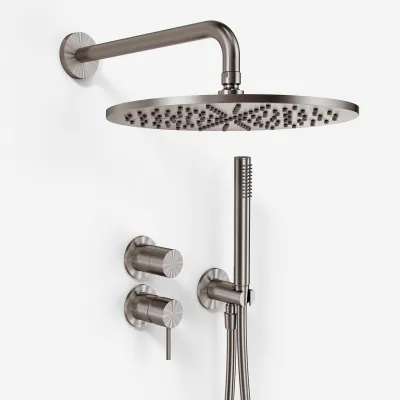 Semplice SBR901 S07 - Dusjsett Ø30 cm, Vegg, PVD Børstet stål