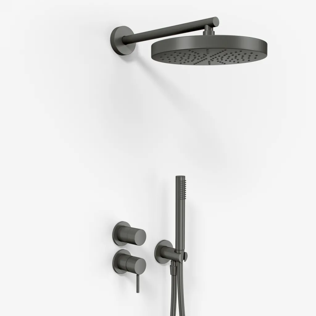 Semplice SBR901 S01 - Dusjsett Ø24 cm, Vegg, PVD Matt Gun Metal