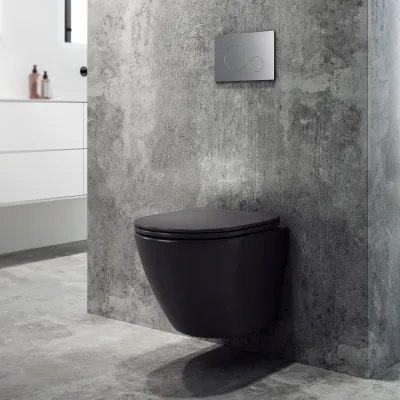 Nomi PN2-18 - Toalett 49 cm, Matt sort, Rimless + EasyClean Coat