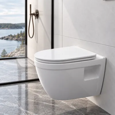 Stool AS1-18 - Toalett 52 cm, inkl. myklukkende sete, hvit, uten kant + EasyClean-belegg
