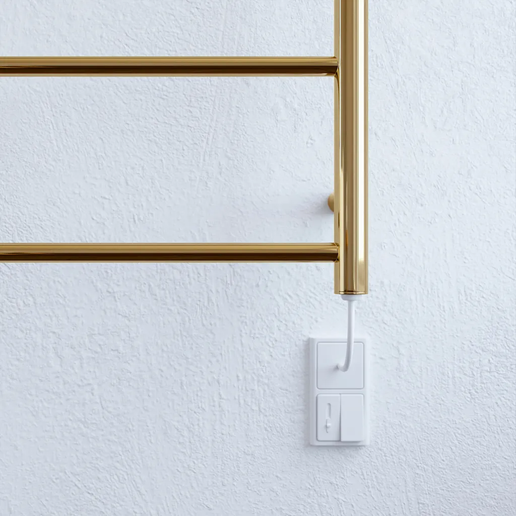 Pulcher Minimalism PM64 - Elektrisk håndkletørker, 50 x 64 cm, PVD messing