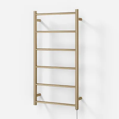 Pulcher Minimalism PM96 - Elektrisk oppvarmet håndklestativ, 50 x 96h cm. PVD polert messing