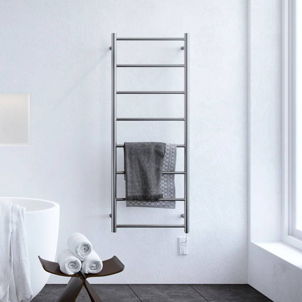 Pulcher Minimalism PM128 - Elektrisk håndklestativ, 50 x 128h cm, børstet rustfritt stål