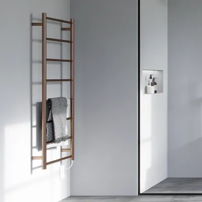 Pulcher Minimalism PM128 - Elektrisk håndkletørker, 50 x 128 cm, PVD børstet kobber