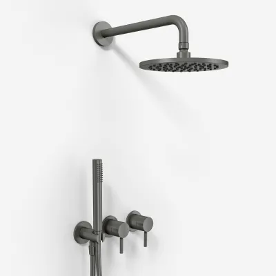 Semplice SBR801 S05 - Regn DeLuxe Ø20 cm, Vegg, PVD Matt Gun Metal