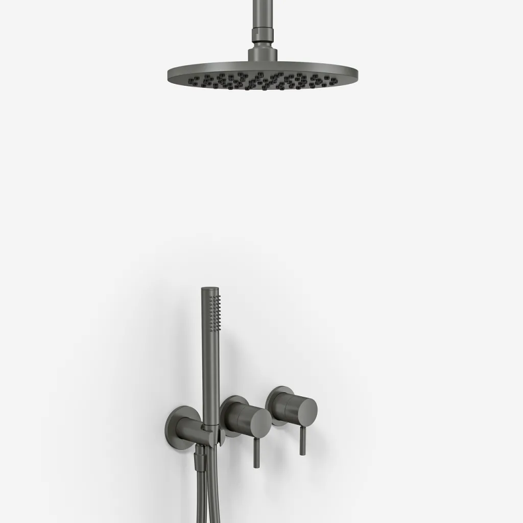 Semplice SBR801 S08 - Dusjsett, Ø20 cm, Tak, PVD Matt Gun Metal
