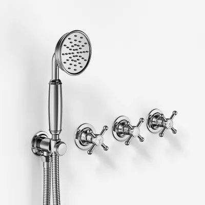 Hassel&Teudt HBR704 S02 - Dusjsett m/Ø21 cm. Rain DeLuxe m/EasyClean, Tak, Krom