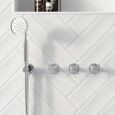 Hassel&Teudt HBR704 S03 - Dusjsett m/Ø31 cm. Rain DeLuxe m/EasyClean, Wall, Chrome
