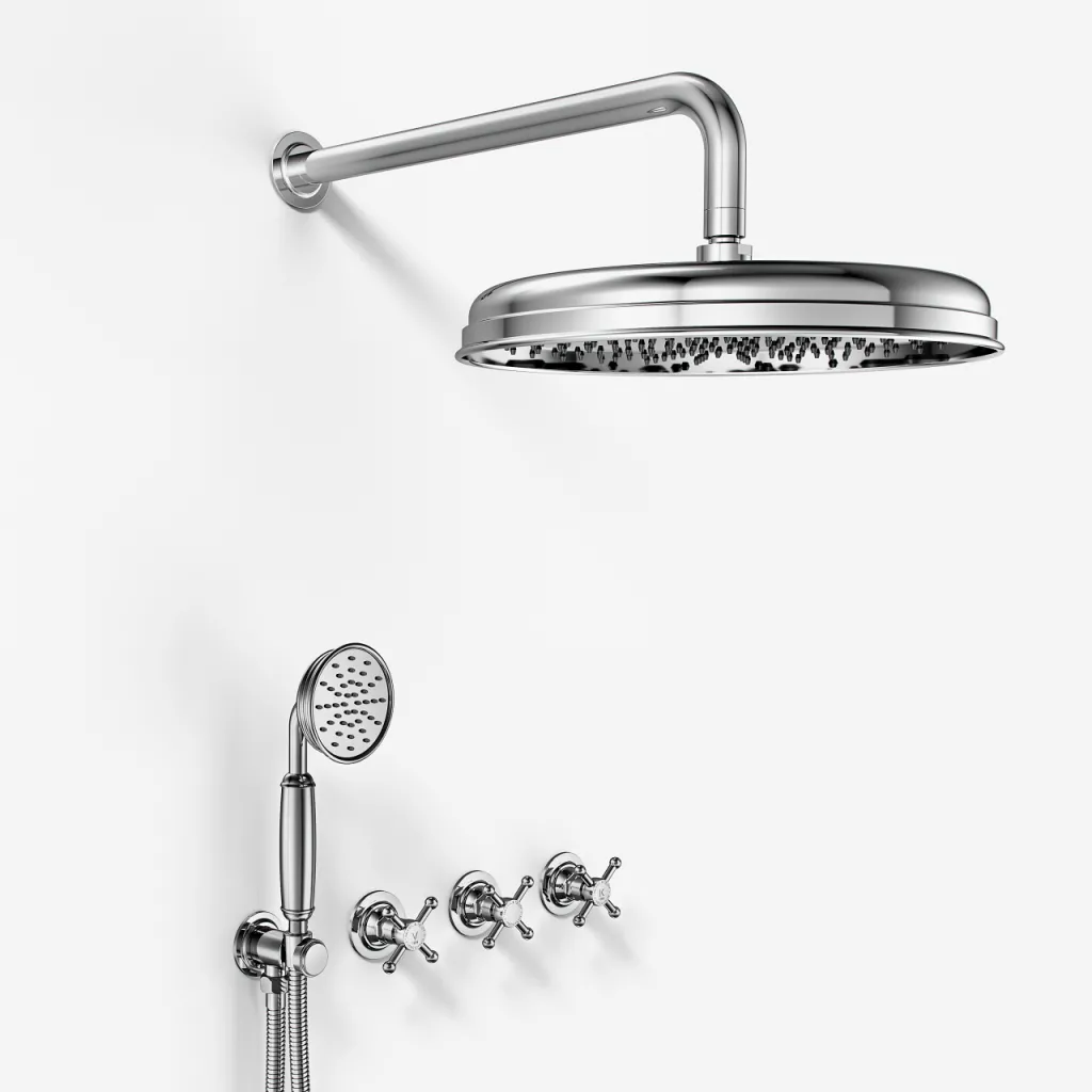 Hassel&Teudt HBR704 S03 - Dusjsett m/Ø31 cm. Rain DeLuxe m/EasyClean, Wall, Chrome