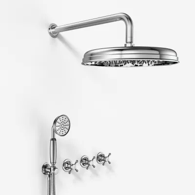 Hassel&Teudt HBR704 S03 - Dusjsett m/Ø31 cm. Rain DeLuxe m/EasyClean, Wall, Chrome