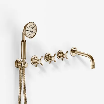 Hassel&Teudt HBR704 S05 - Kar/dusjsett med 15 cm tut, Messing Natural