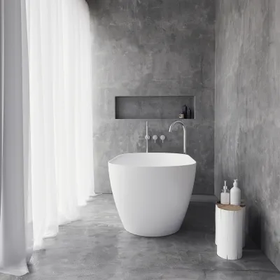 Pulcher Nomo 150 - Slim-Design Badekar 150x75, massiv matt hvit SolidTec®
