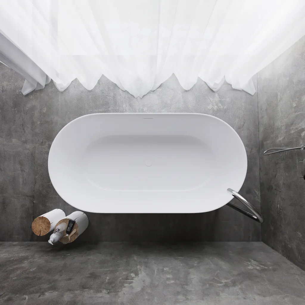 Pulcher Nomo 150 - Slim-Design Badekar 150x75, massiv matt hvit SolidTec®