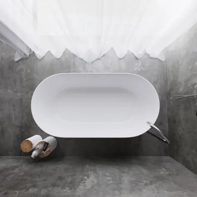 Pulcher Nomo 150 - Slim-Design Badekar 150x75, massiv matt hvit SolidTec®