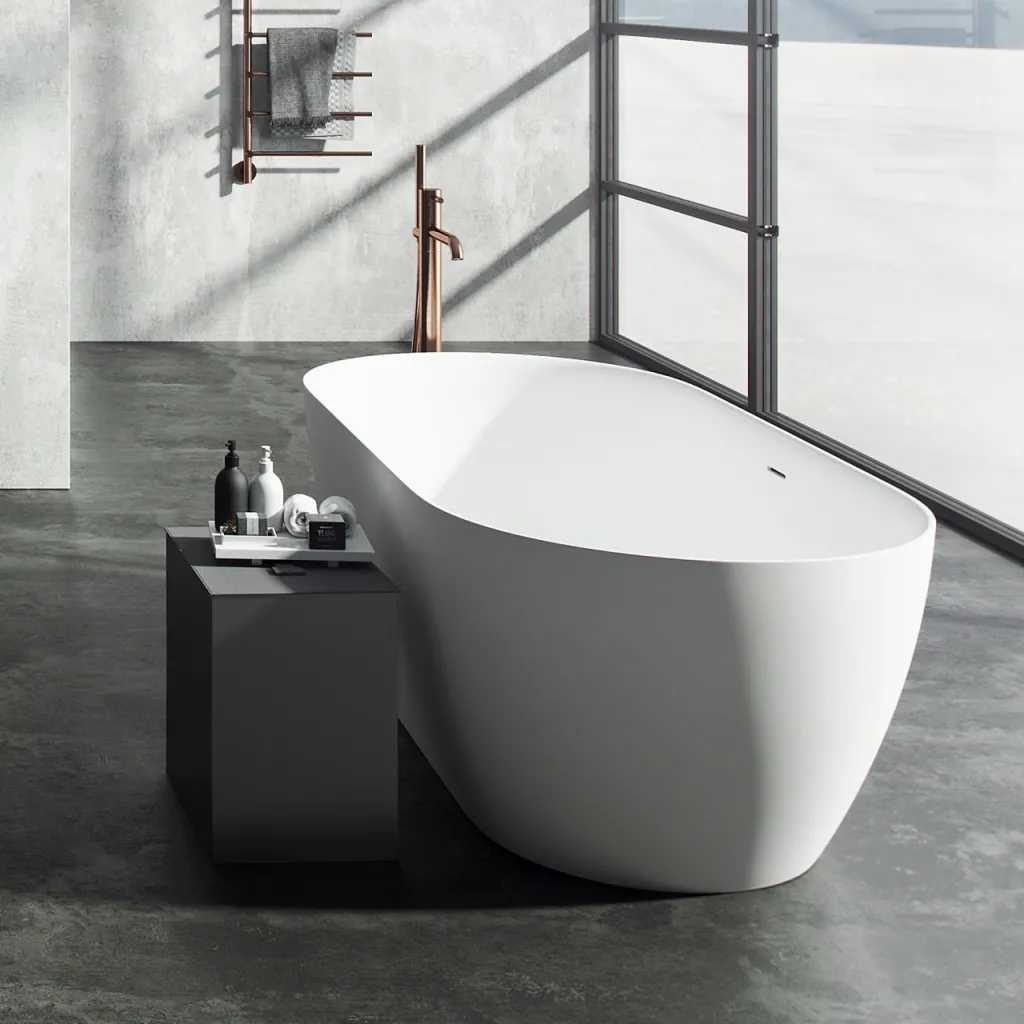 Pulcher Nomo 170 - Slim-Design badekar 170x80, Massive Matt Hvit SolidTec®