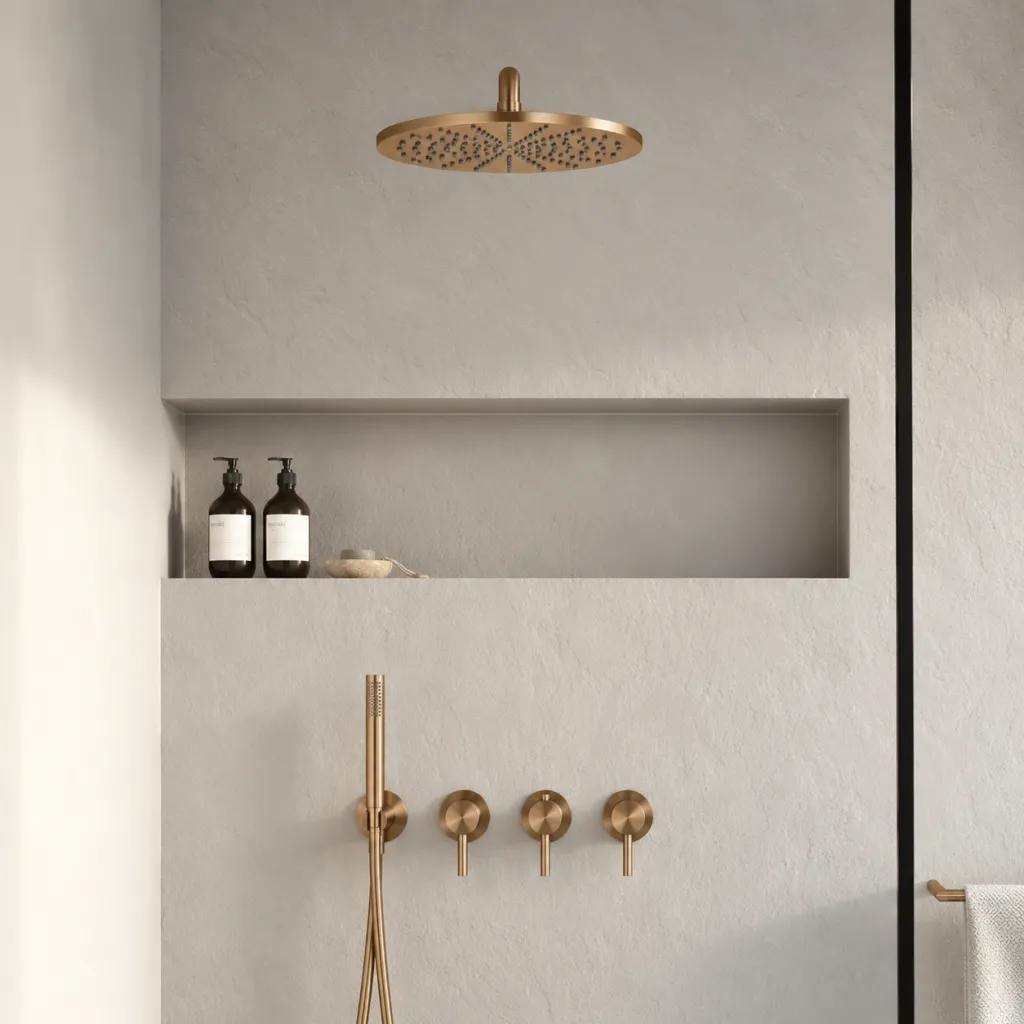 Semplice STB801 S07 - Rain DeLux SmartTerm Ø30 cm EasyClean, Vegg, PVD Børstet kobber
