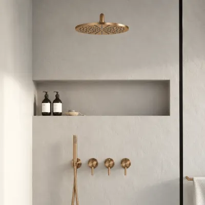 Semplice STB801 S07 - Rain DeLux SmartTerm Ø30 cm EasyClean, Vegg, PVD Børstet kobber