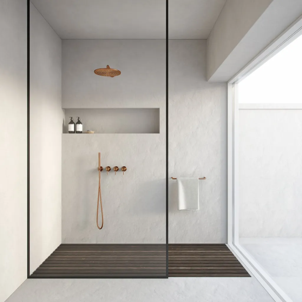 Semplice STB801 S07 - Rain DeLux SmartTerm Ø30 cm EasyClean, Vegg, PVD Børstet kobber