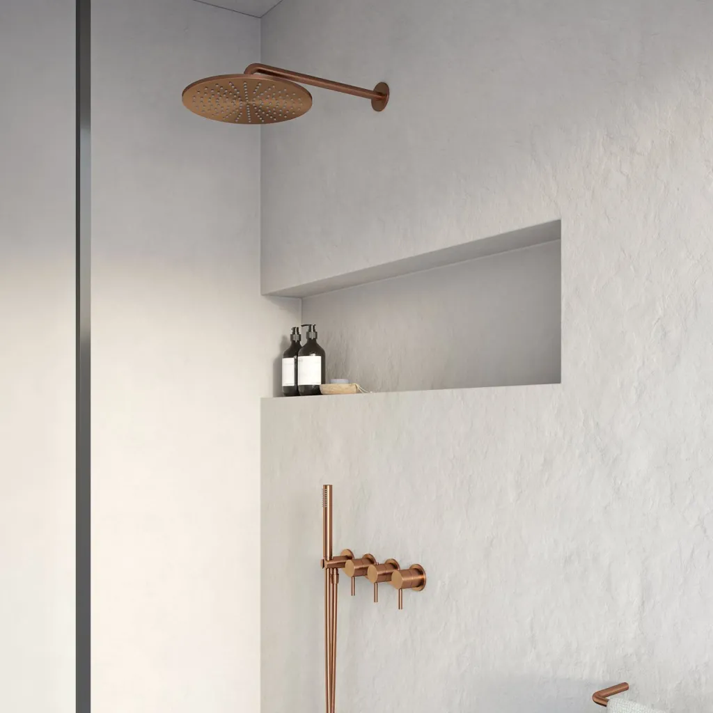 Semplice STB801 S07 - Rain DeLux SmartTerm Ø30 cm EasyClean, Vegg, PVD Børstet kobber
