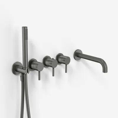 Semplice STB801 S11 - Termostatsett badekar/dusj, PVD Matt Gun Metal