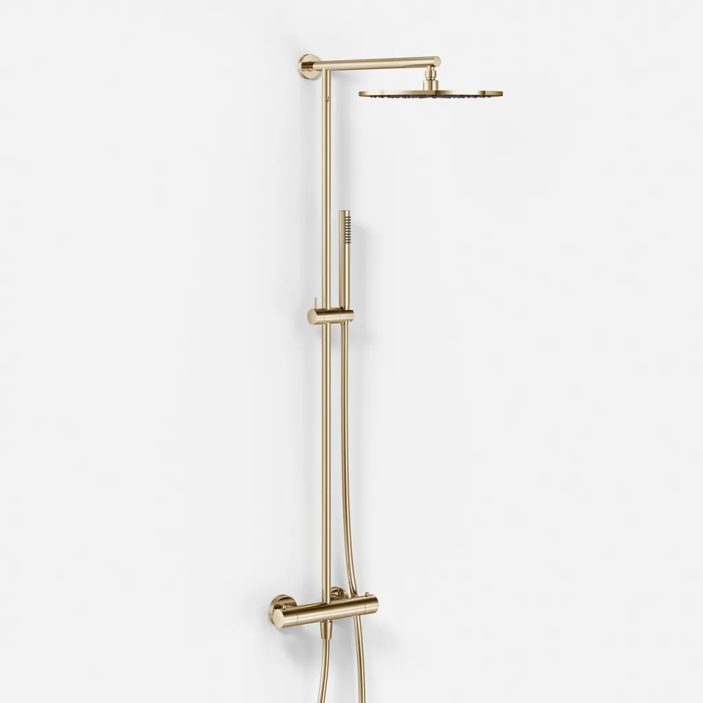 Semplice SRL10 S03 - Termostatsett, Rain DeLuxe RHB30, Ø30 cm., Polert messing naturfarget