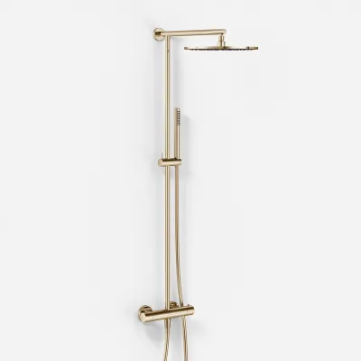 Semplice SRL10 S03 - Termostatsett, Rain DeLuxe RHB30, Ø30 cm., Polert messing naturfarget