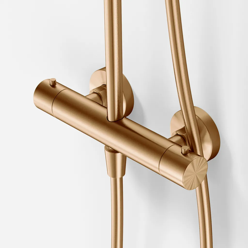 Semplice SRL10 S03 - Termostatsett, Rain DeLuxe RHB30, Ø30 cm., PVD børstet kobber